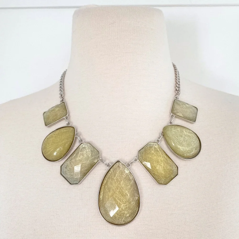 New York & Co Geometric Teardrop Rectangle Necklace